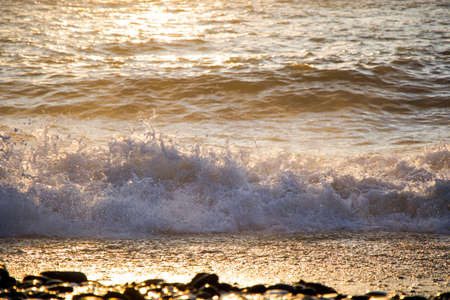 Sea and waves, stormy weather, waves and splashes in Batumi, Georgia. Stormy Black sea. Water...