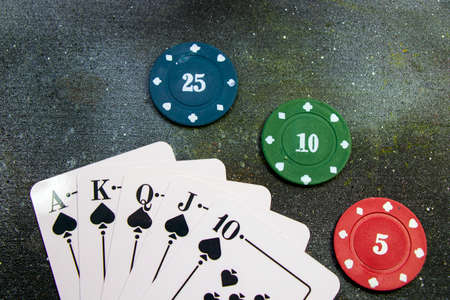 Royal flash  poker and blackjacks cars on the dark background
