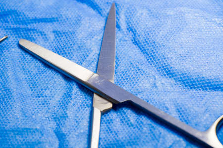 Dissection Kit - Premium Quality Stainless Steel Tools for Medical Students of Anatomy, Biology, Veterinary, Marine Biology with Scalpel Blades Included for Dissecting Frogs. Surgery instruments.Operation scissors.の写真素材