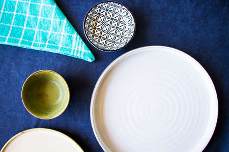 Empty bowls and plates on the table, dishware and tableware, studio shoot