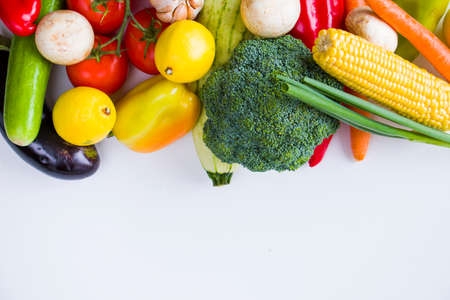 Colorful vegetables mix, ingredients and raw and organic vegetarian food