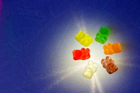 Mixed jelly marmalade, high angle view of taste sweet snack, colorful candy