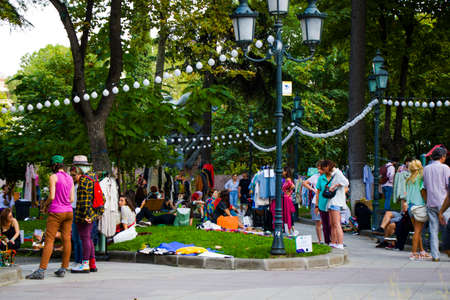 Tbilisi, Georgia - September 13, 2020: Flea outdoor market and shop in Tbilisiのeditorial素材