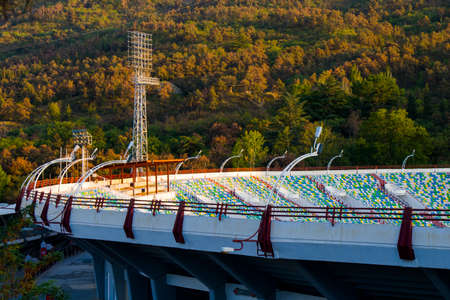 Tbilisi, Georgia - September 18, 2020: Lokomotivi stadium in Tbilisi, empty sport tribuneのeditorial素材