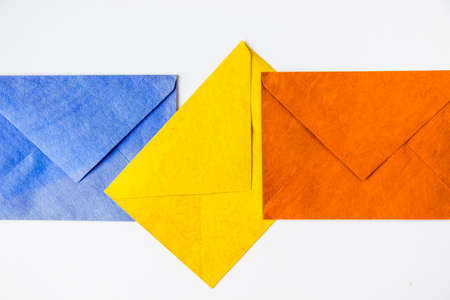 Three envelope on the white backgroundの写真素材