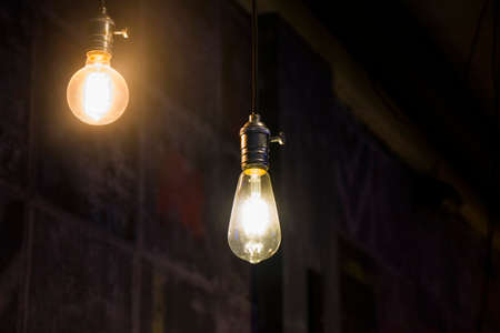 electric light and lamp in dark interiorの写真素材