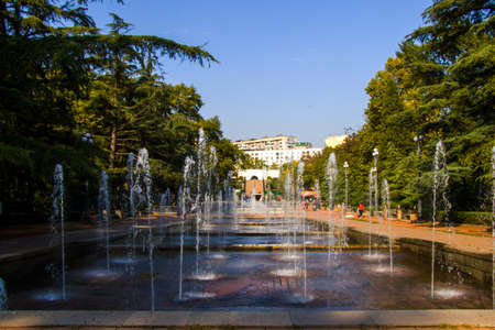 Tbilisi, Georgia - October 29, 2020: Pouring water and splashing water in fountain, Tbilisi, Georgiaのeditorial素材