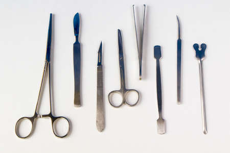 Dissection Kit - Stainless Steel Tools for Medical Students of Anatomy and Biology on the white...