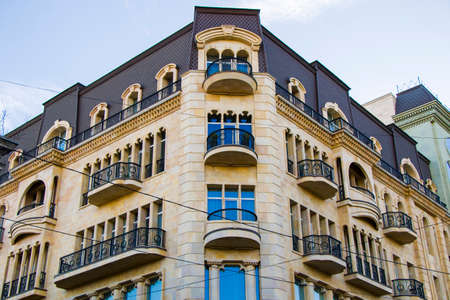 Tbilisi, Georgia - November 24, 2020: Modern art museum building exterior in Rustaveli ave