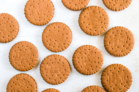 Cookies on the white background, sweet pastry dessert with chocolate and nuts