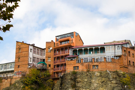 Tbilisi city center, old famous houses and city view, old famous street in old townのeditorial素材