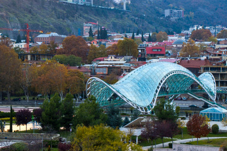 Landmark in Rikhe park, city center of Tbilisi, statue of iron tree.のeditorial素材