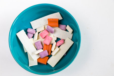 Different chewing gums on the white background, colorfulの写真素材