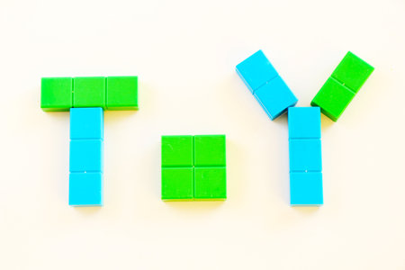 Colorful puzzle cubes background, geometric figures, table game, multicoloredの写真素材