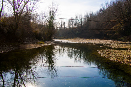 River landscape and view, daylight and outdoor, nature background in Georgiaの写真素材