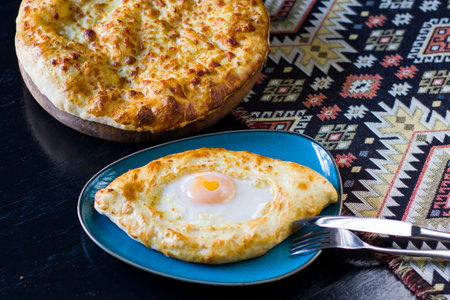 Georgian traditional food Khachapuri, Cheese and bread.の写真素材