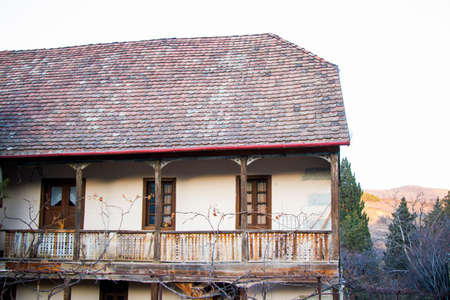 Old village in Georgia, Asureti village and old German house viewの写真素材