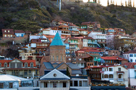 Tbilisi, Georgia - March 04, 2021: Tbilisi old town and city center view and landscape, Georgia.のeditorial素材