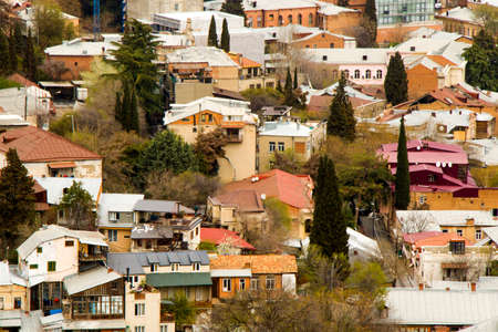 Tbilisi city view and cityscape, capital of Georgia, old famous architecture and building