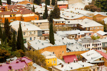 Tbilisi, Georgia - April 10, 2021: Tbilisi city view and cityscape, capital of Georgia, old famous...