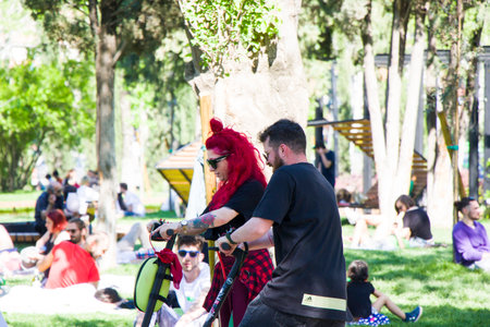 Tbilisi, Georgia - May 03, 2021: People in the parkのeditorial素材