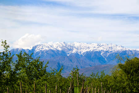 Egrisi mountain landscape, winter landscape in Samegrelo, Georgiaの写真素材