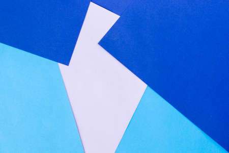 Blue, white and purple paper background, paper board and geometric figures, pastel coloredの写真素材