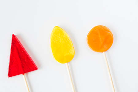 Colorful candies, lollypop on the white background, multicoloredの写真素材