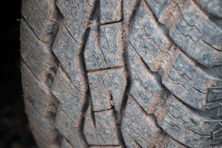 Close-up of texture tire, black tire, outdoor