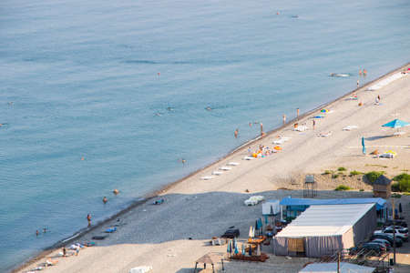 Beach in Black sea, Gonio, Georgia. Sea beach view.