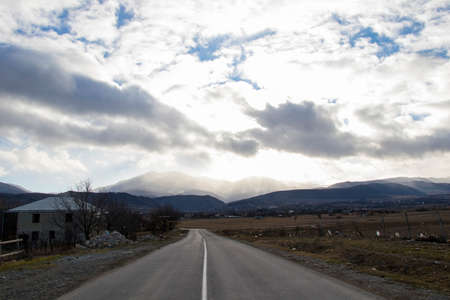 Highway and road view and landscape in Kaspiの写真素材