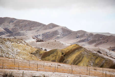 Mountain range winter landscape and view in Georgia, cloudy weatherの写真素材