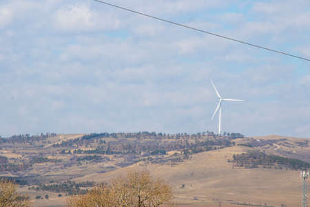 Wind turbine, electrical windmill turbine, ecological resource in Gori, Georgia