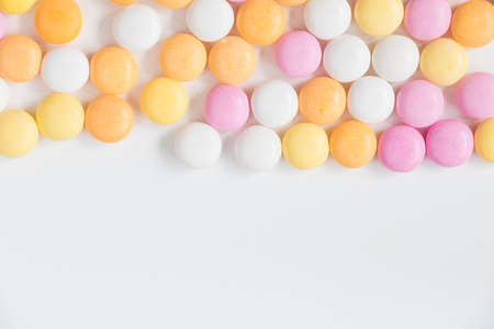 Candy on the white background, high angle viewの写真素材