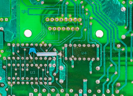 Electronic motherboard, isometric processor microchip on the white backgroundの写真素材