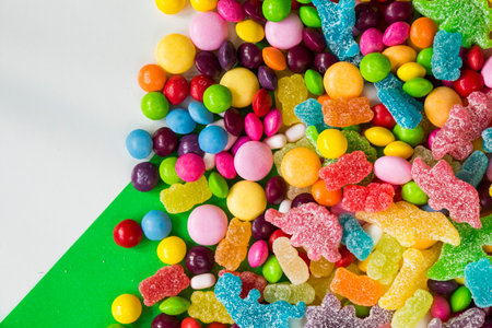 candy on the table, colorful sweet candy backgroundの写真素材