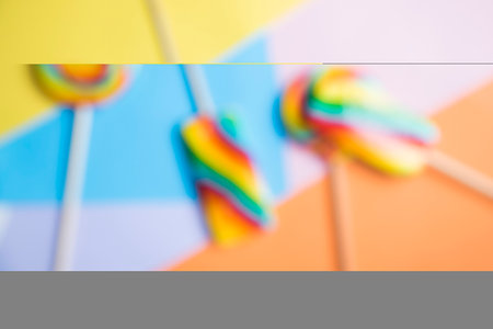 Colorful candies, lollypop on the color background