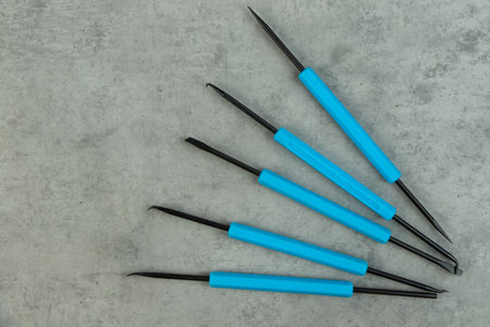 Repair hand tools set for board on the gray background