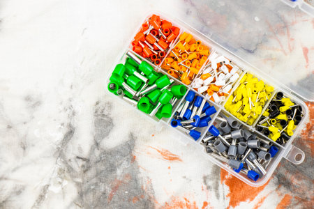 Electric wire connector, colorful set for electric cable pressing