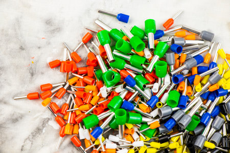 Electric wire connector, colorful set for electric cable pressingの写真素材