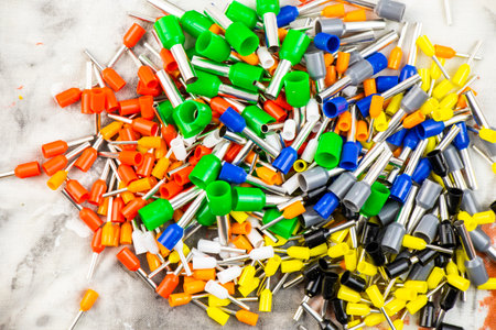 Electric wire connector, colorful set for electric cable pressingの写真素材