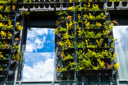 Green wall on the hotel in Georgiaの写真素材