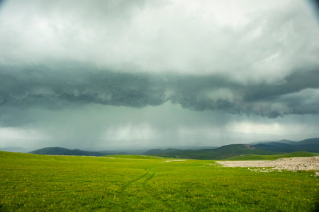 Mountain landscape in Abuli mount during stormy weather, Georgia