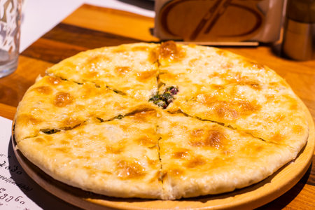 Khachapuri with beetroot leaves, Fkhlovanaの写真素材