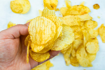 Chips on the white backgroundの写真素材