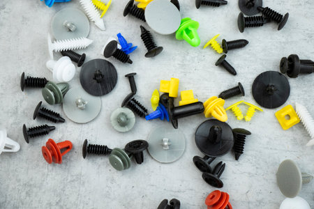 Car and auto plastic clips kitの写真素材