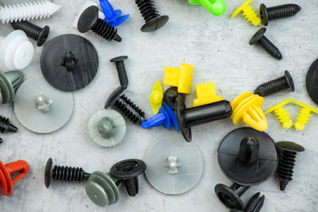 Car and auto plastic clips kitの写真素材