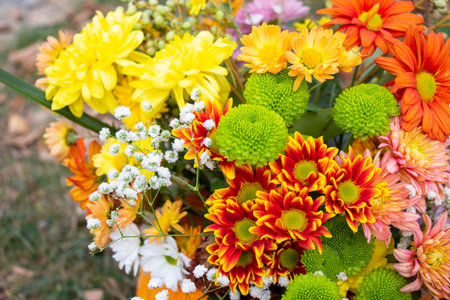 Autumn flowers bad for party decorationsの写真素材