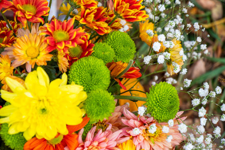 Autumn flowers bad for party decorationsの写真素材