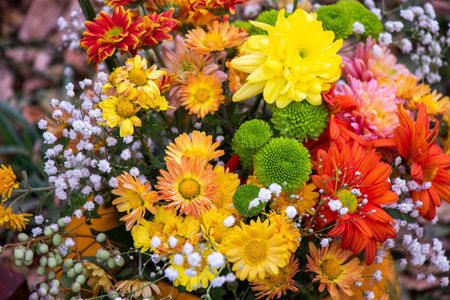 Autumn flowers bad for party decorationsの写真素材